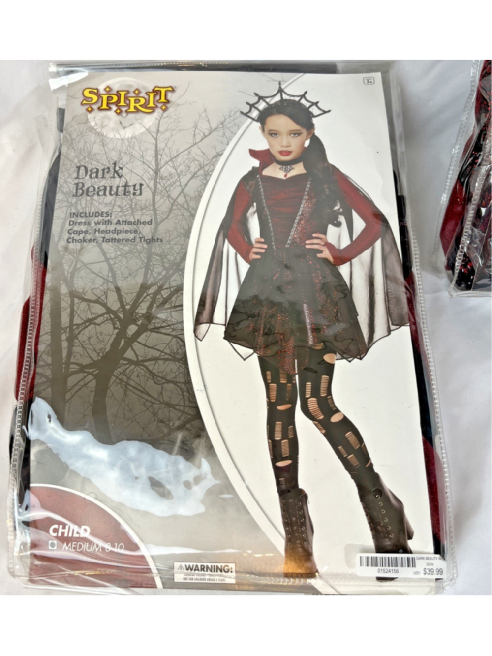 Spirit Halloween Vampire Witch Costume Medium 8/10 4-Pcs Gothic Dark Beauty Red
